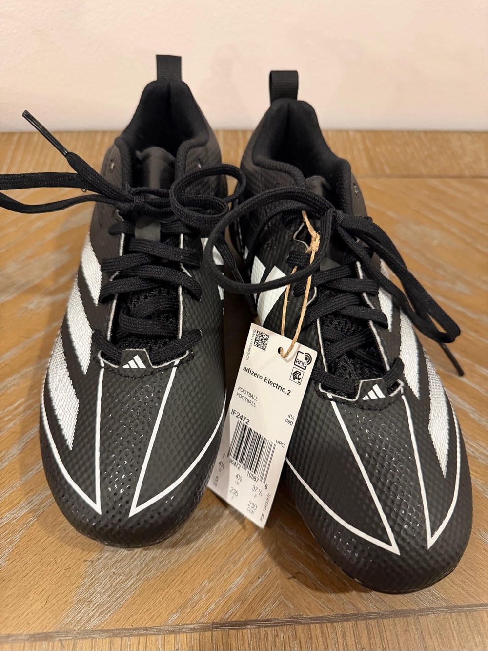 NWT adidas Adizero Electric 2 Football Cleats Black White Size 5 / 5Y / Women 6